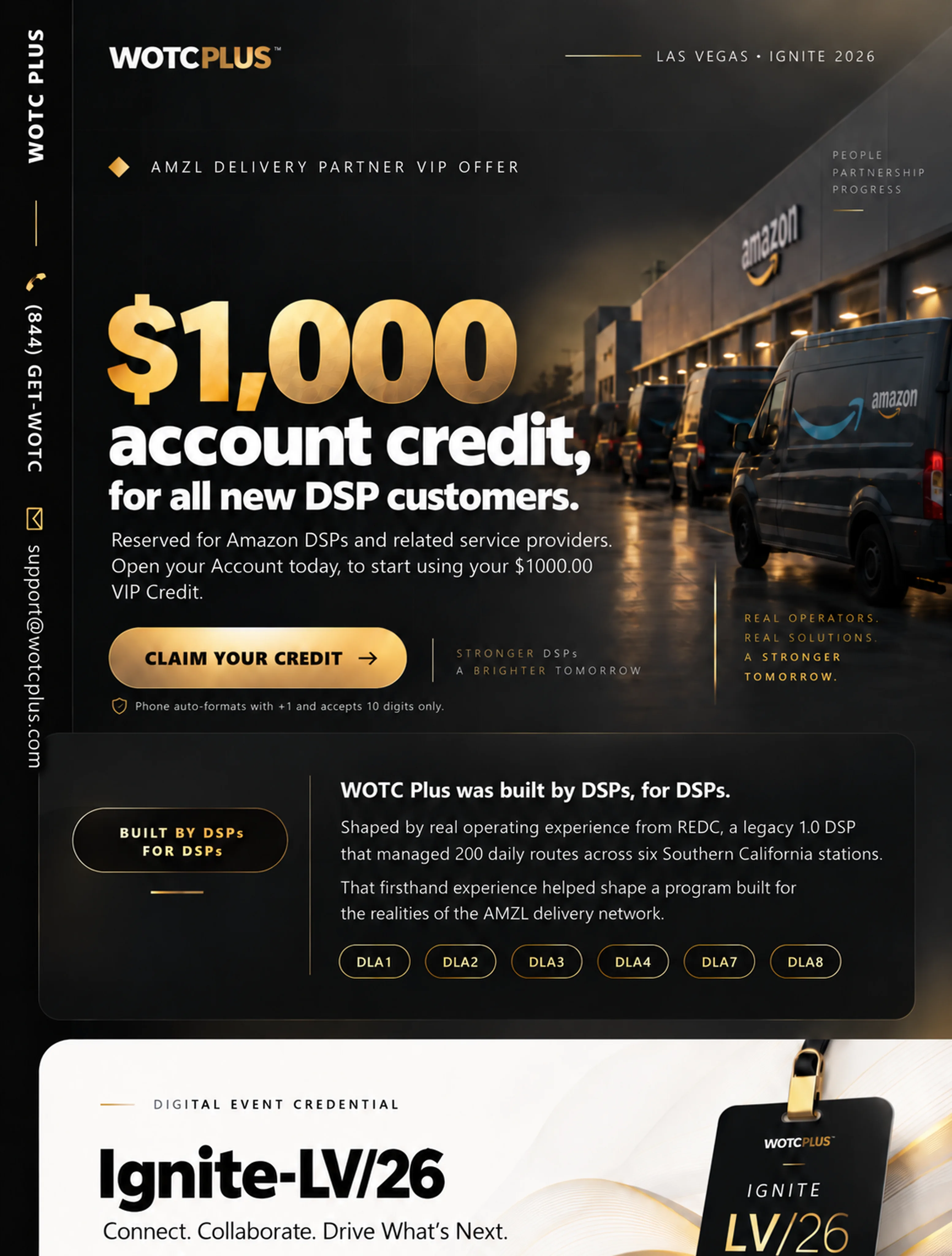 WOTC Plus AMZL Delivery Partner VIP Offer - $1,000 account credit for all new DSP customers